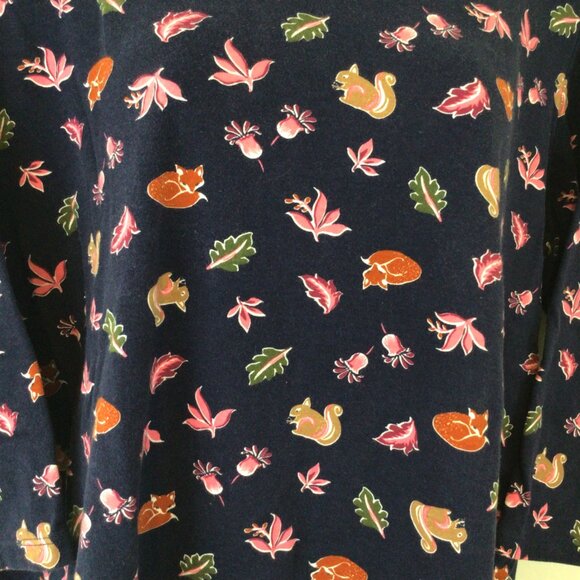 Kim Rogers Fall Print Casual 3/4 Sleeve Tee Shirt - Picture 3 of 6